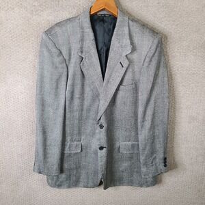 Vintage Members Only Jacket Mens 46R Gray Herringbone Tweed Blazer Silk Wool‎